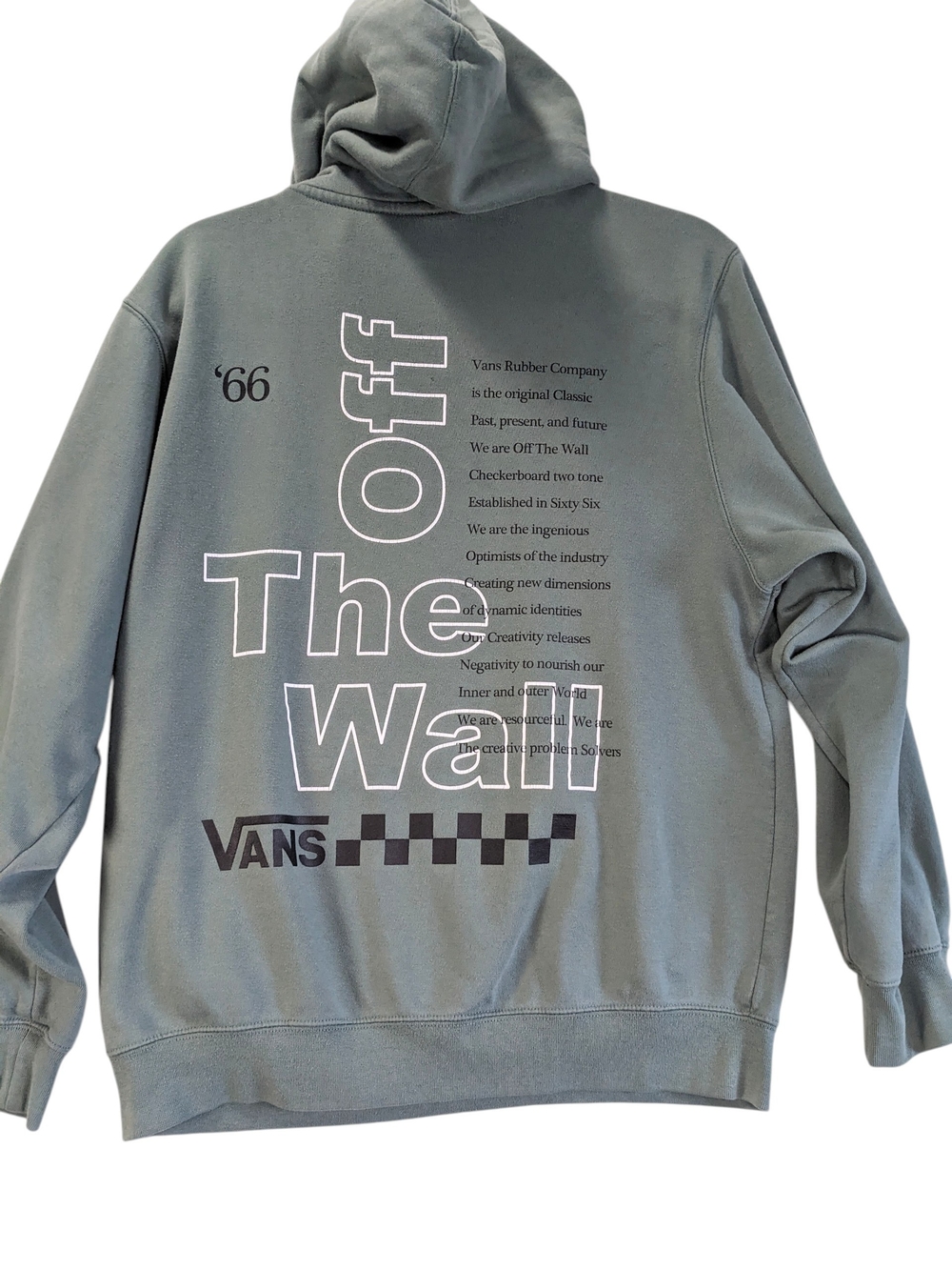 Vans Off The Wall Men's Green Hoodie - Back Print Size S